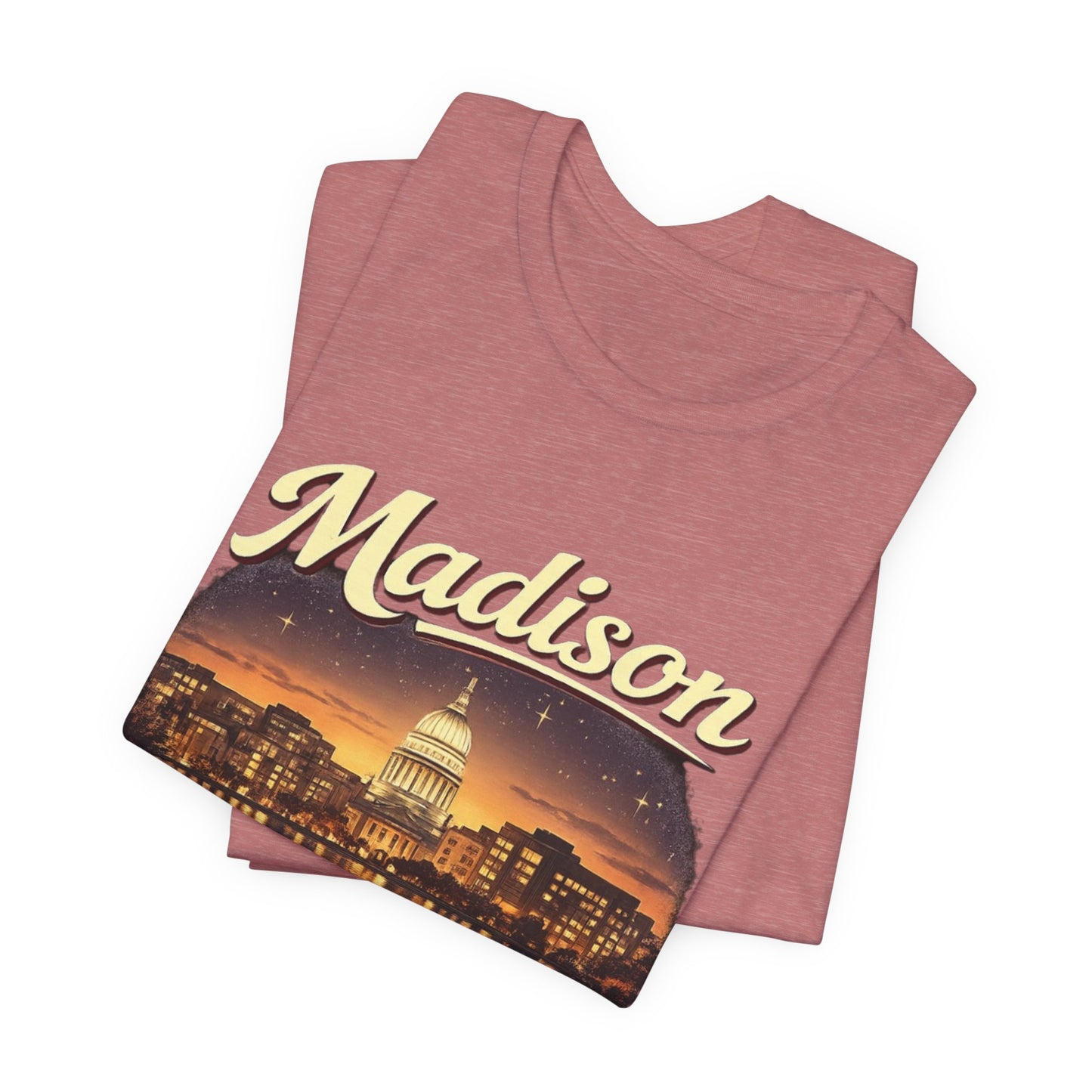 Madison Skyline T-Shirt — Vintage Capitol Night Scene (1848) JERSEY