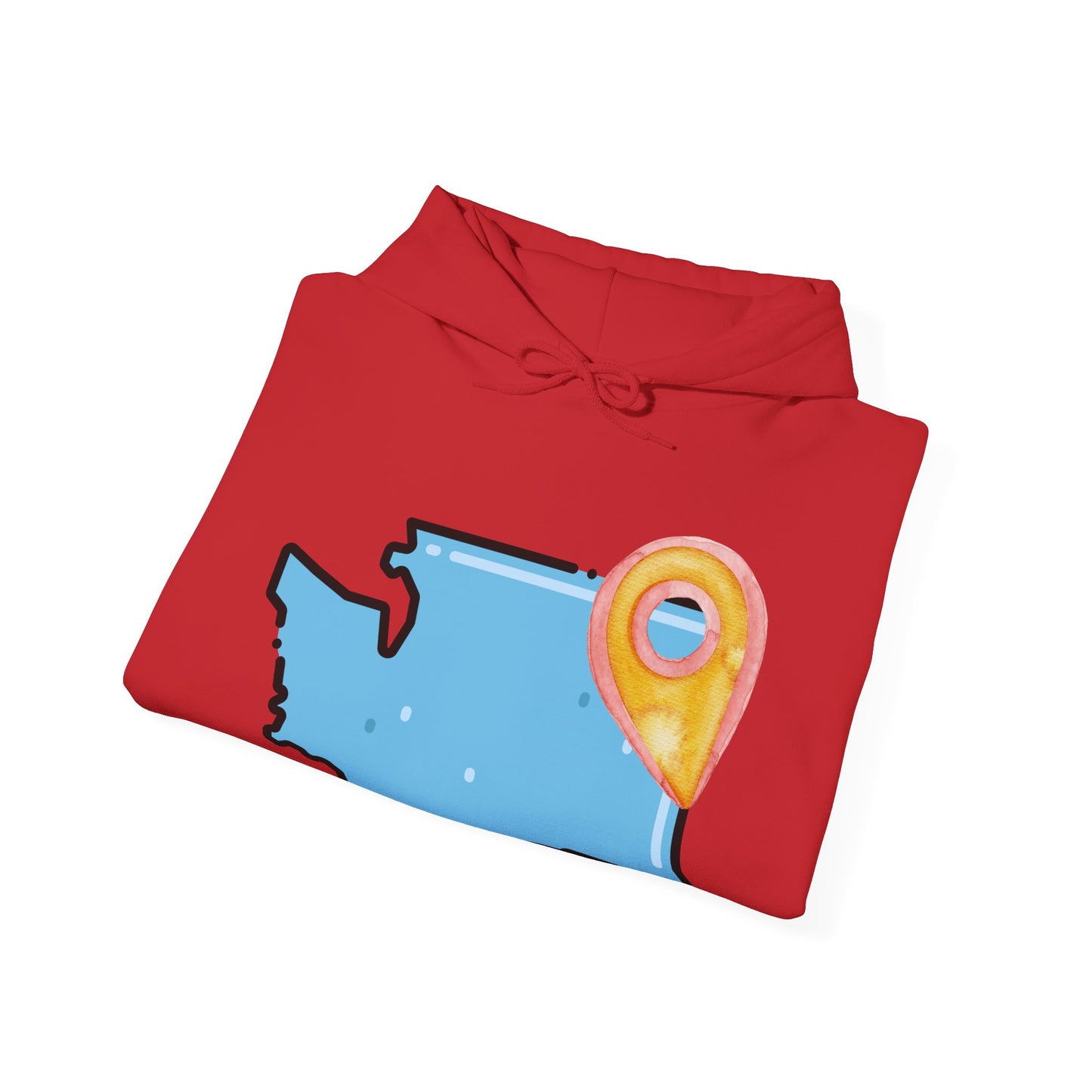 Washington State Map Hoodie with Location Pin — State Pride Pullover SPOKANE