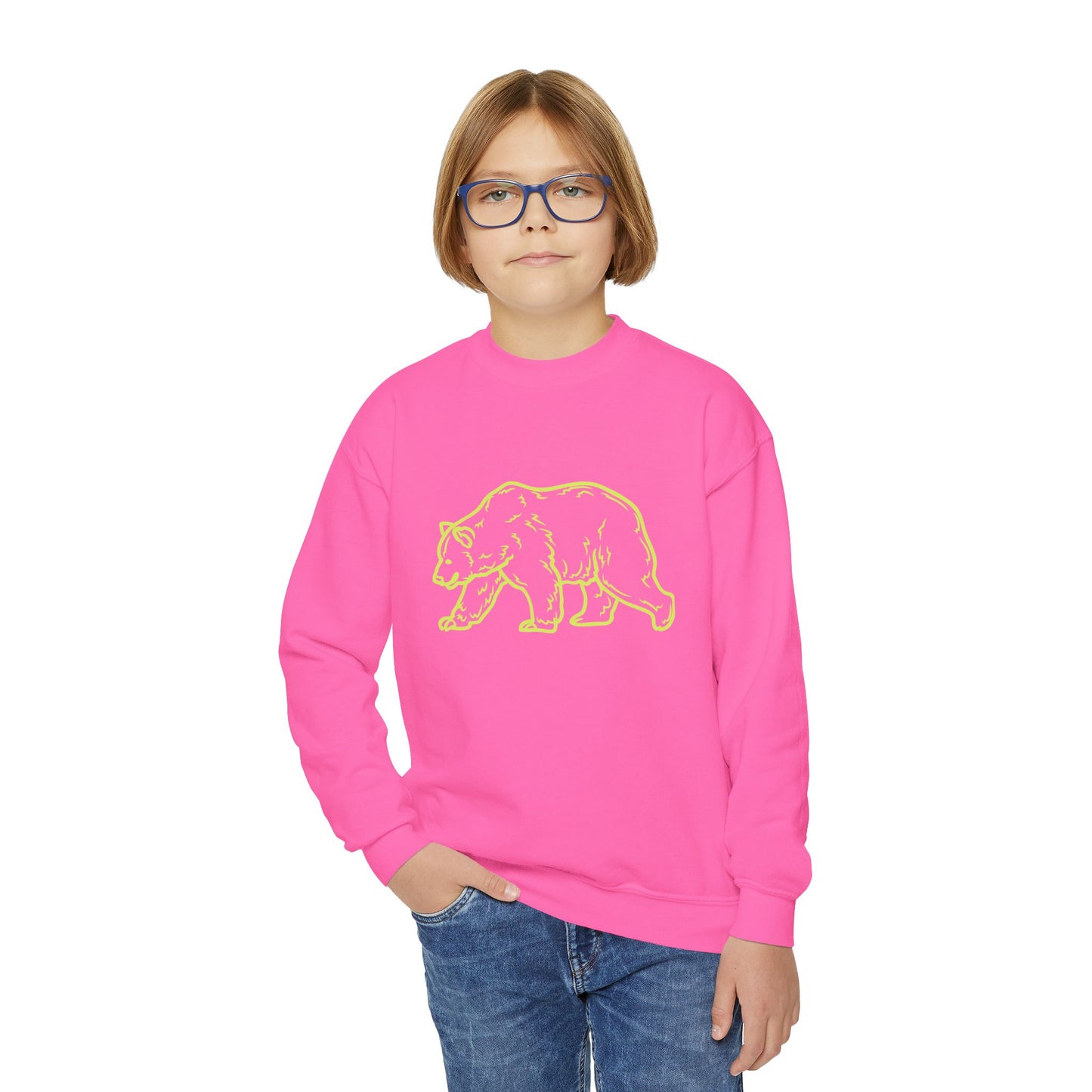 Youth Bear Sketch Crewneck Sweatshirt | Cozy Kids Pullover | True North