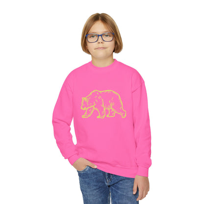 Youth Bear Sketch Crewneck Sweatshirt | Cozy Kids Pullover | True North