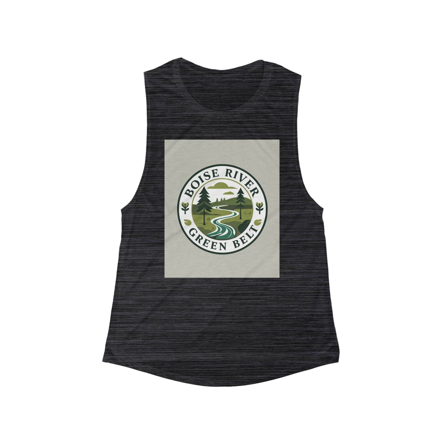 Boise River Green Belt Women's Scoop Muscle Tank — Outdoor Nature Graphic Tank Top