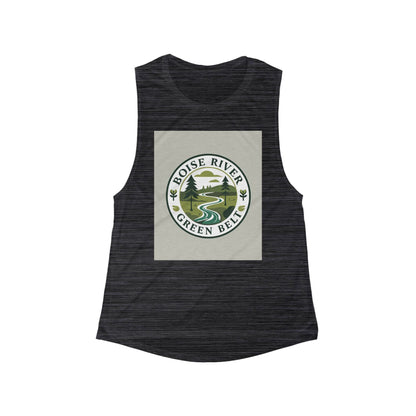 Boise River Green Belt Women's Scoop Muscle Tank — Outdoor Nature Graphic Tank Top
