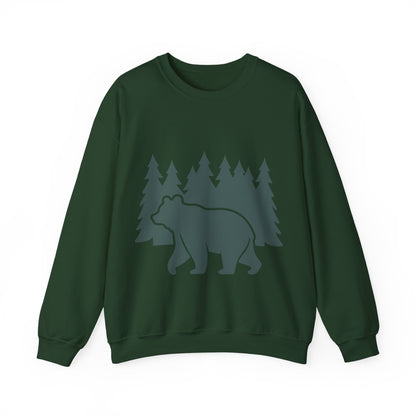 Cozy Bear Forest Crewneck Sweatshirt | Hiking, Camping, and Nature Lovers | True North