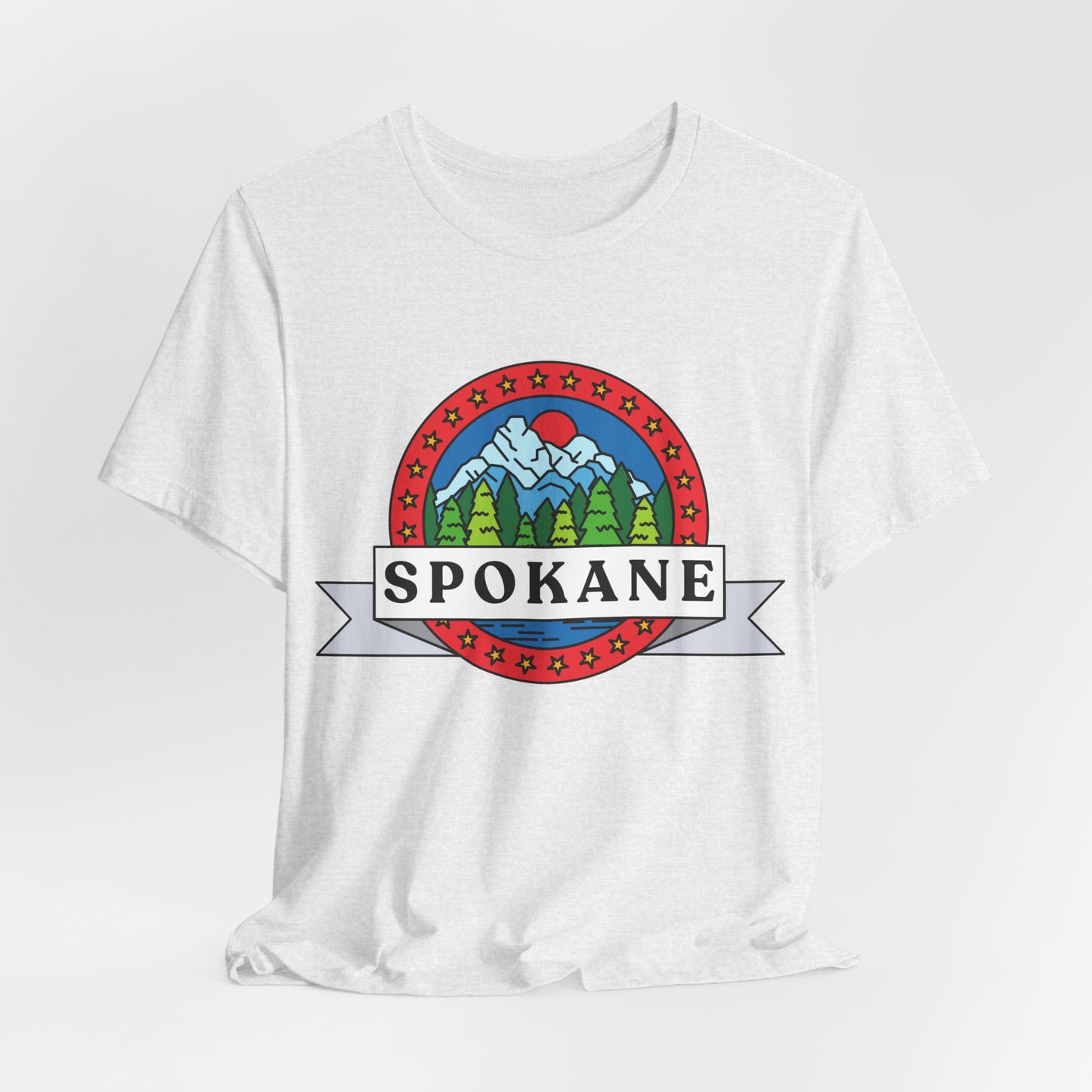 Spokane Mountain Badge T-Shirt – Scenic Riverfront Graphic Tee