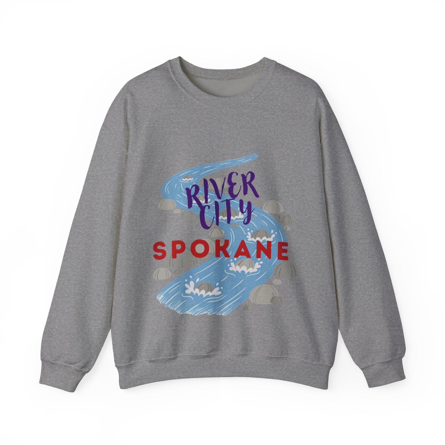 Spokane River City Crewneck Sweatshirt — Scenic River Graphic