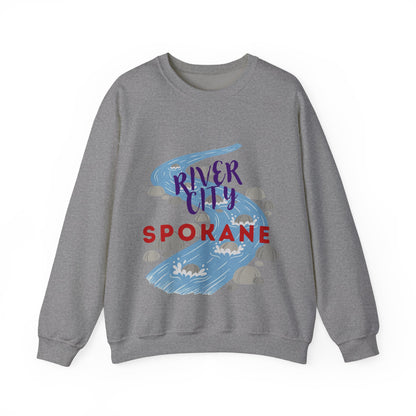 Spokane River City Crewneck Sweatshirt — Scenic River Graphic