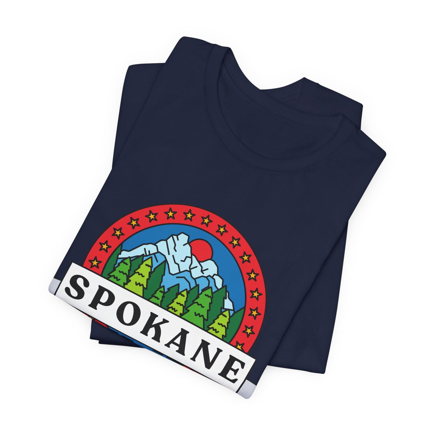 Spokane Mountain Badge T-Shirt – Scenic Riverfront Graphic Tee