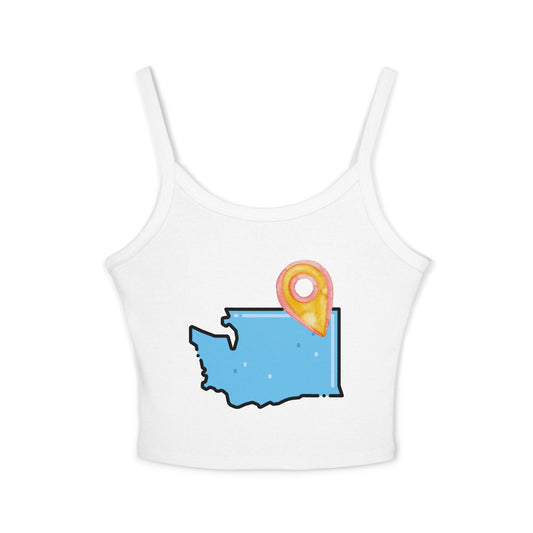 SPOKANE Crop Tank Top — Cute Map With Location Pin