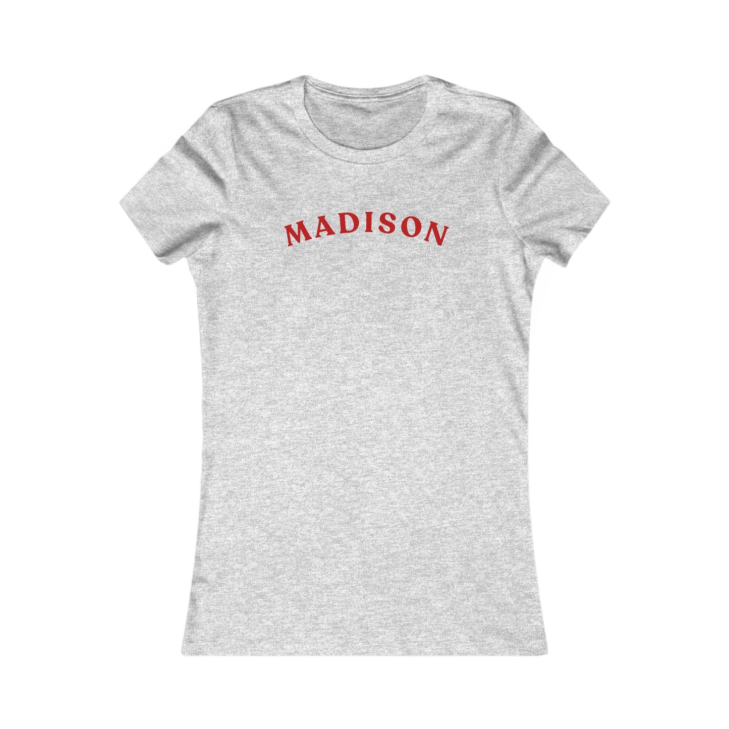 Personalized Madison Women's Tee — Classic Red Arch Name Shirt