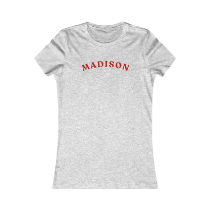 Personalized Madison Women's Tee — Classic Red Arch Name Shirt