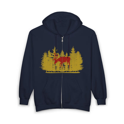 Nature-Inspired Moose Zip Hoodie | Cozy Campers, Fall Adventures | True North