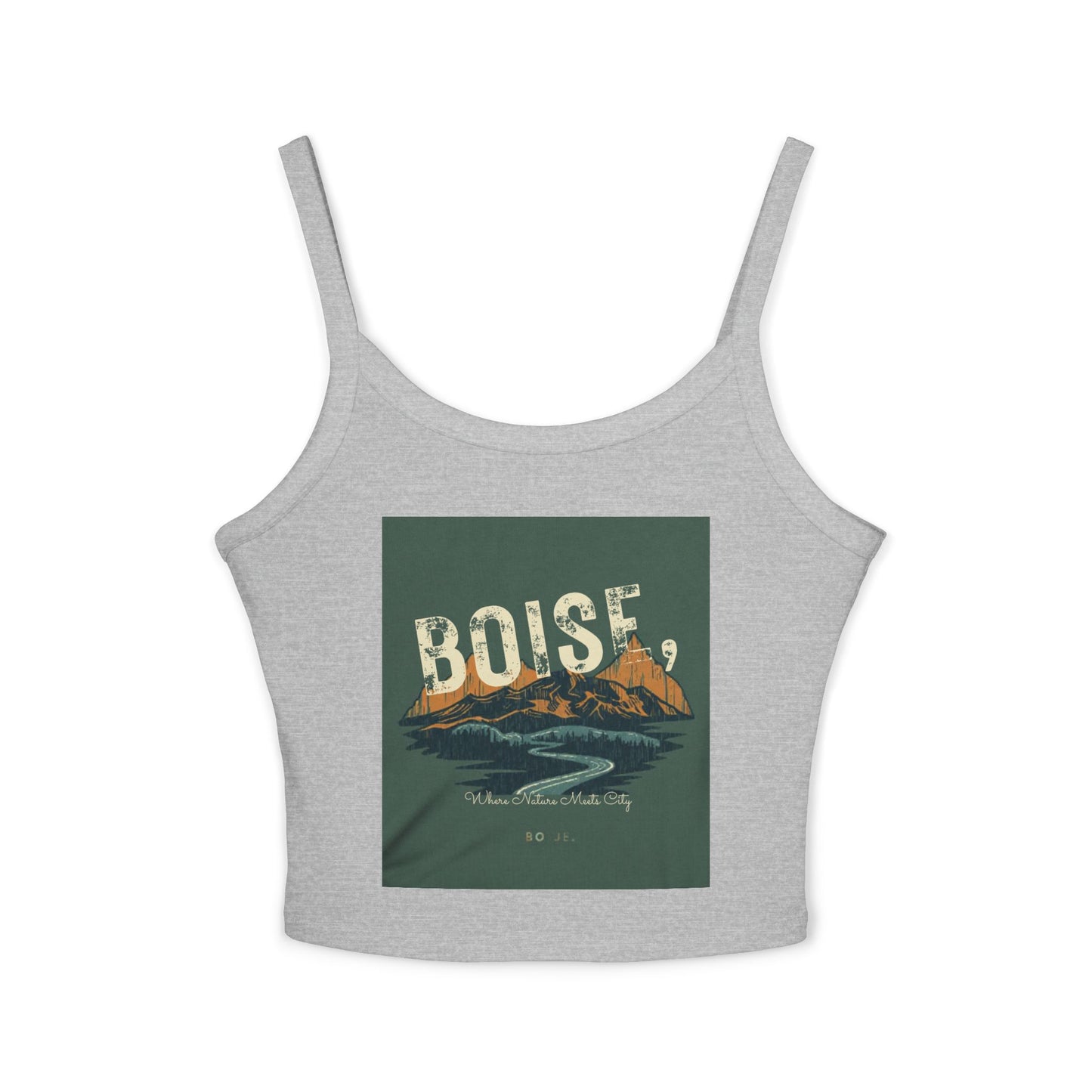 Boise Vintage Mountain Tank Top — Scenic River Spaghetti Strap Crop