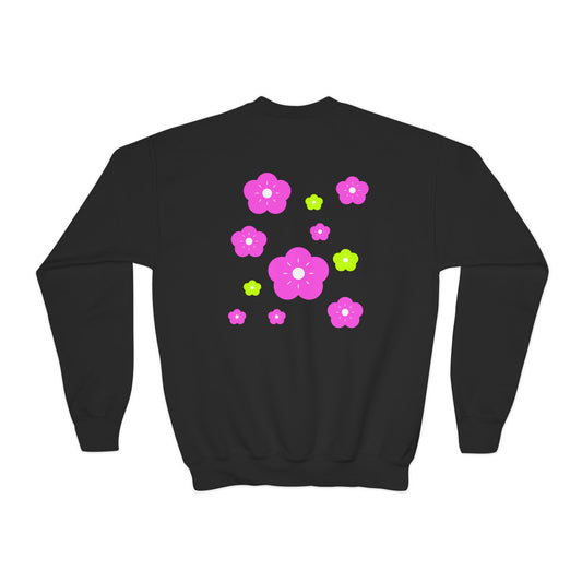 Colorful Butterfly & Flower Youth Crewneck Sweatshirt | Casual Wear | True North