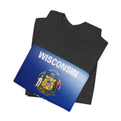 Wisconsin Flag T‑Shirt – State Pride Tee (WISCONSIN 1848) MADISON JERSEY TEE