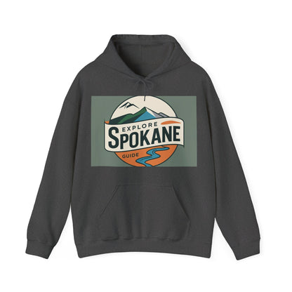 Explore Spokane Hoodie – Retro Mountain & River Travel Guide Sweatshirt