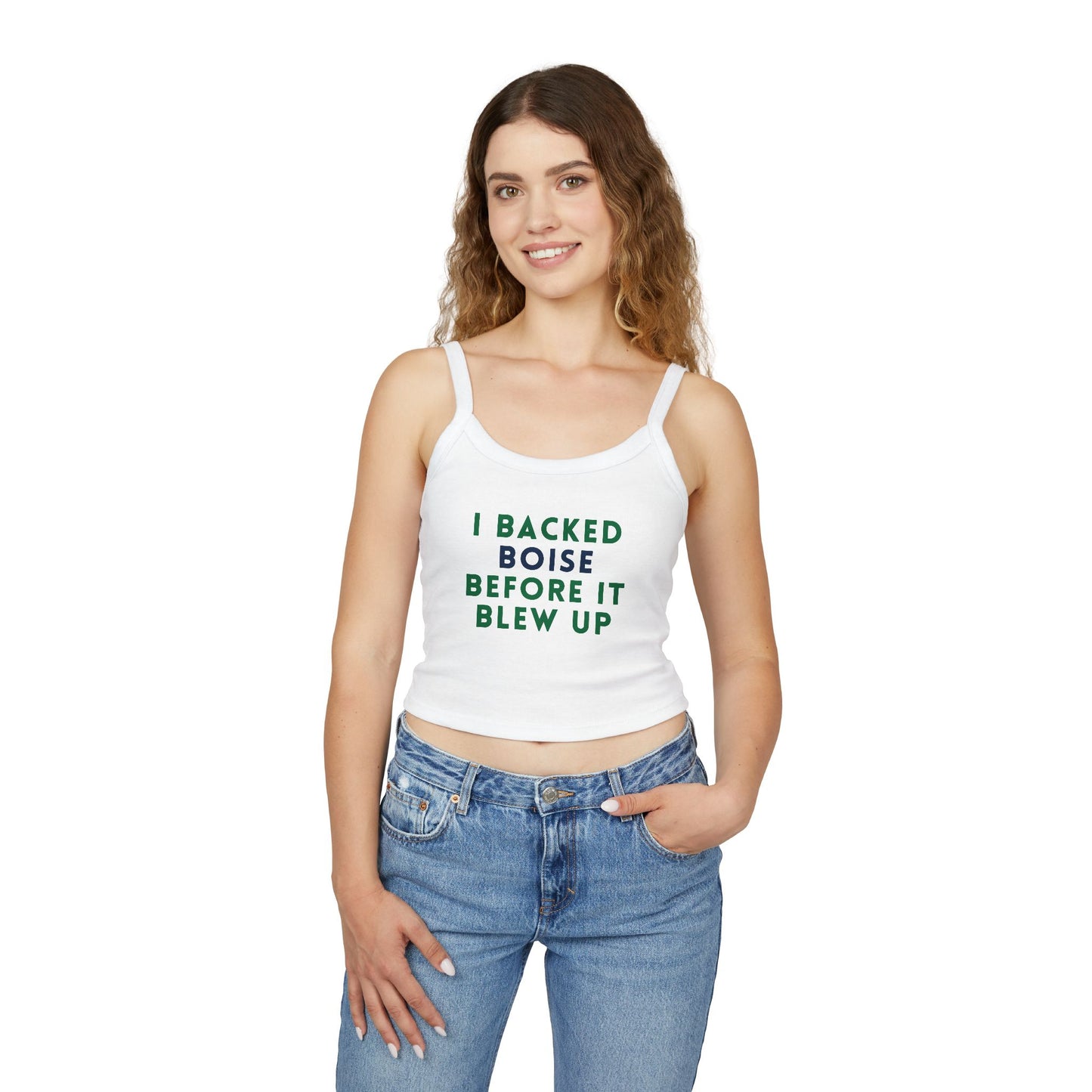 Boise Pride Tank Top — "I Backed Boise Before It Blew Up" Women's Spaghetti Strap