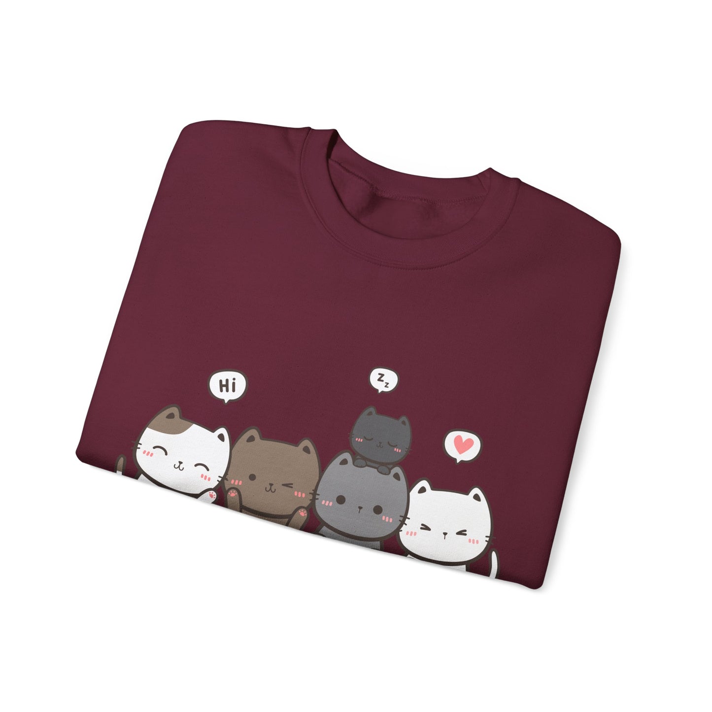 Cute Cat Crewneck Sweatshirt | Funny Animal Apparel and Kawaii Style | True North