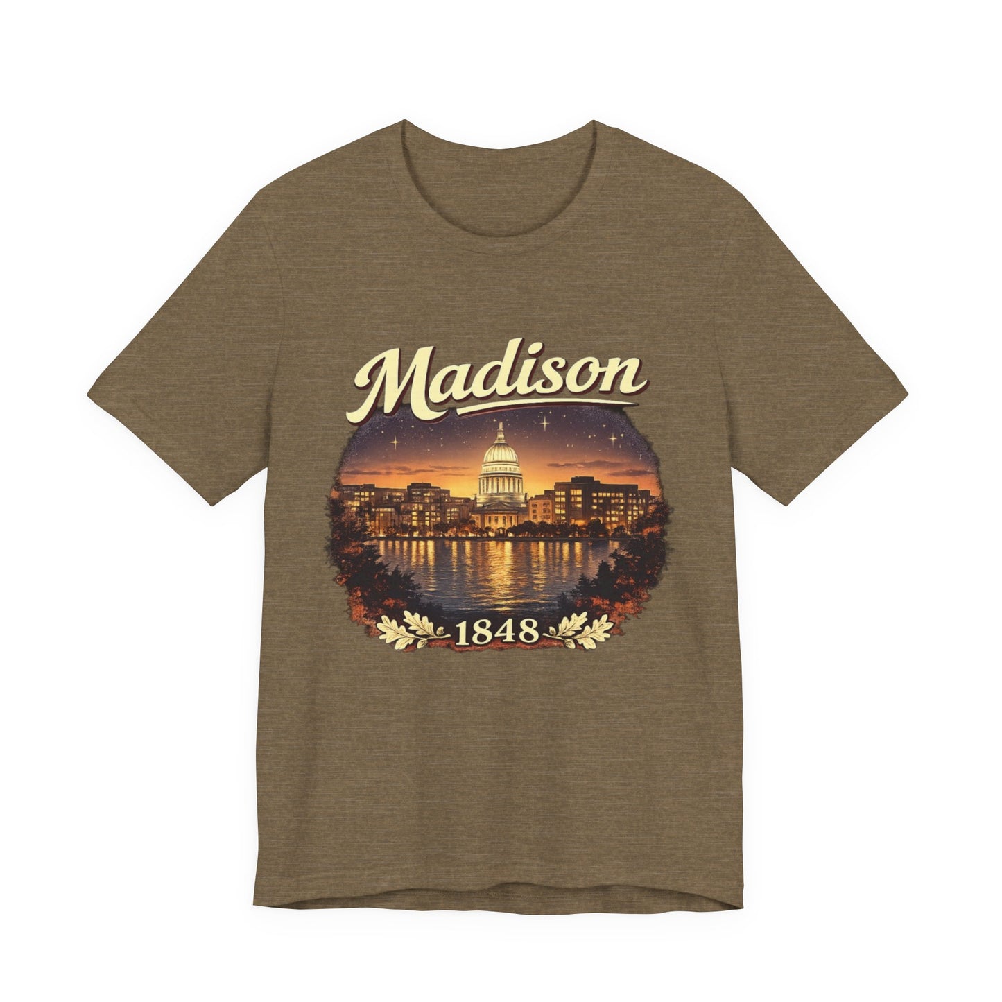 Madison Skyline T-Shirt — Vintage Capitol Night Scene (1848) JERSEY