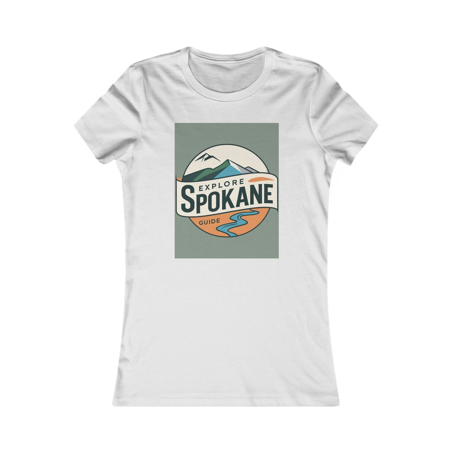 Explore Spokane Women’s Tee — Retro Mountain Travel Graphic