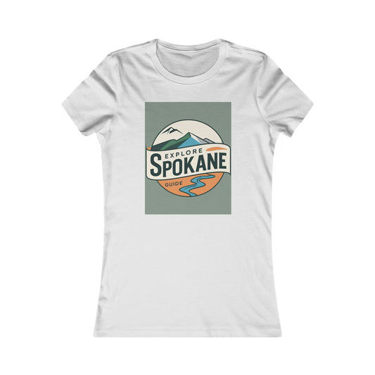 Explore Spokane Women’s Tee — Retro Mountain Travel Graphic