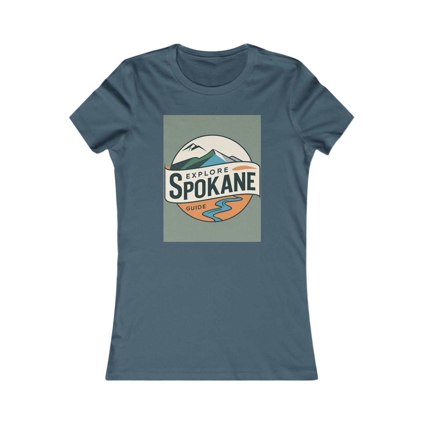 Explore Spokane Women’s Tee — Retro Mountain Travel Graphic