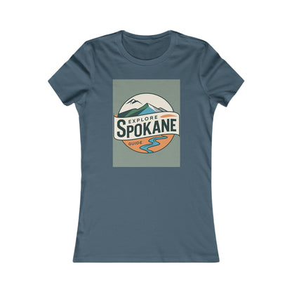 Explore Spokane Women’s Tee — Retro Mountain Travel Graphic