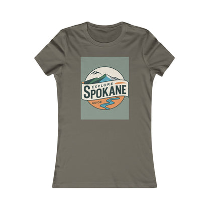 Explore Spokane Women’s Tee — Retro Mountain Travel Graphic