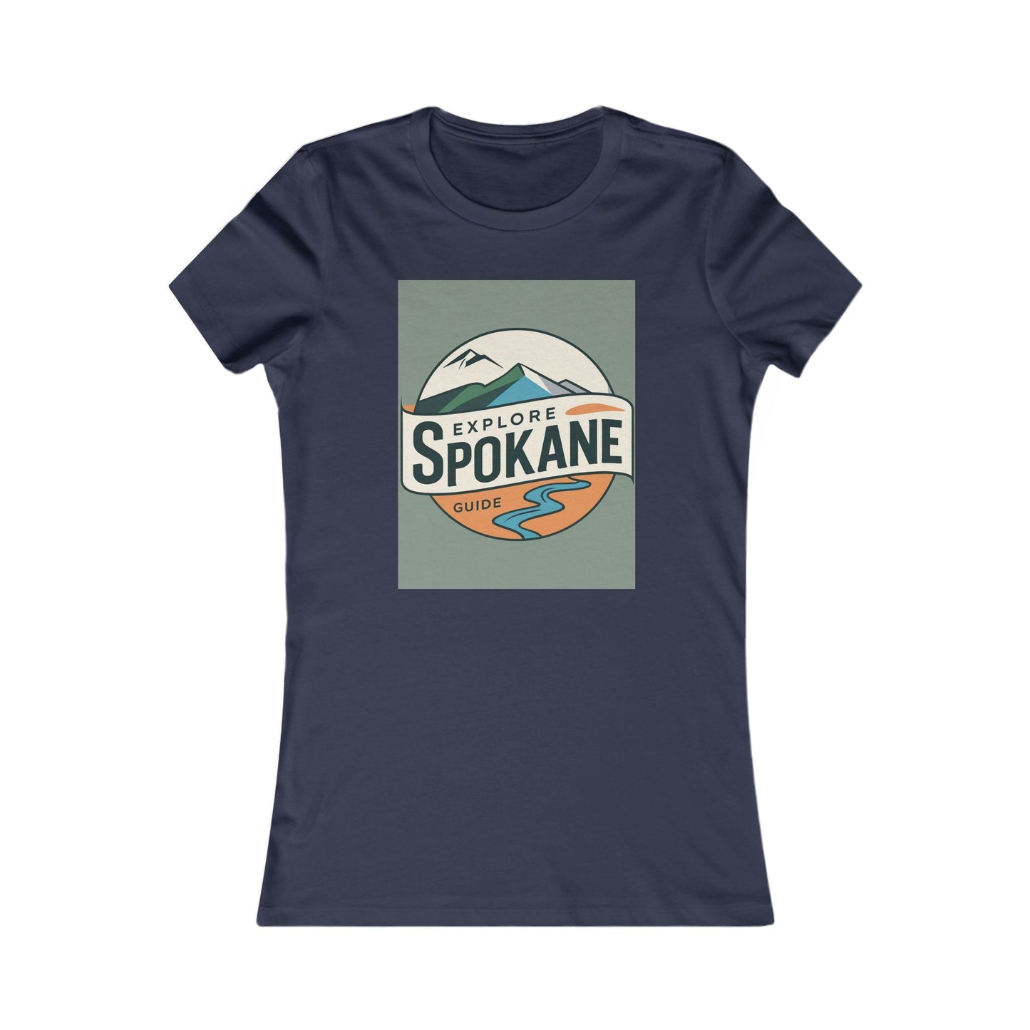 Explore Spokane Women’s Tee — Retro Mountain Travel Graphic