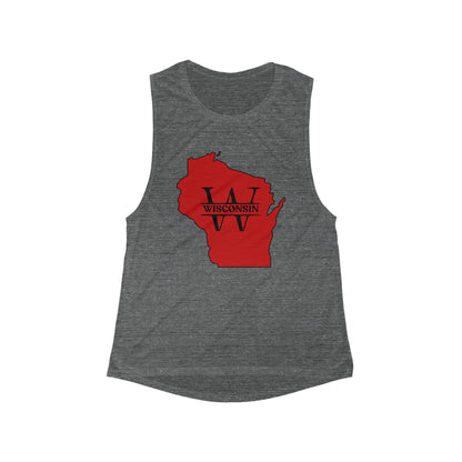 Wisconsin State Flag Women Flowy Scoop Tank Top | Soft Premium Fit | True North
