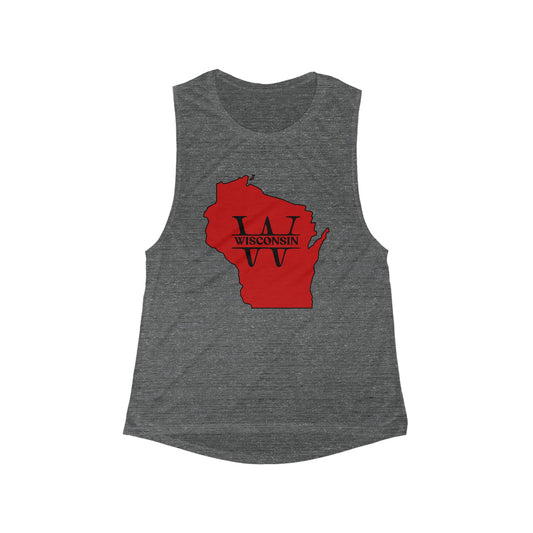 Wisconsin State Flag Women Flowy Scoop Tank Top | Soft Premium Fit | True North