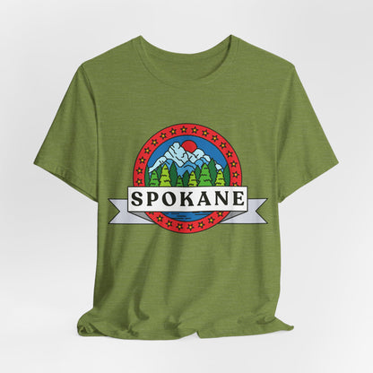 Spokane Mountain Badge T-Shirt – Scenic Riverfront Graphic Tee
