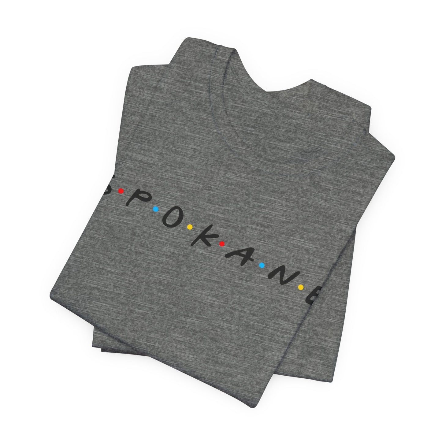 Spokane Script Tee — Retro Dotted Friend-Style City T‑Shirt