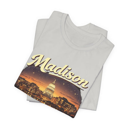 Madison Skyline T-Shirt — Vintage Capitol Night Scene (1848) JERSEY