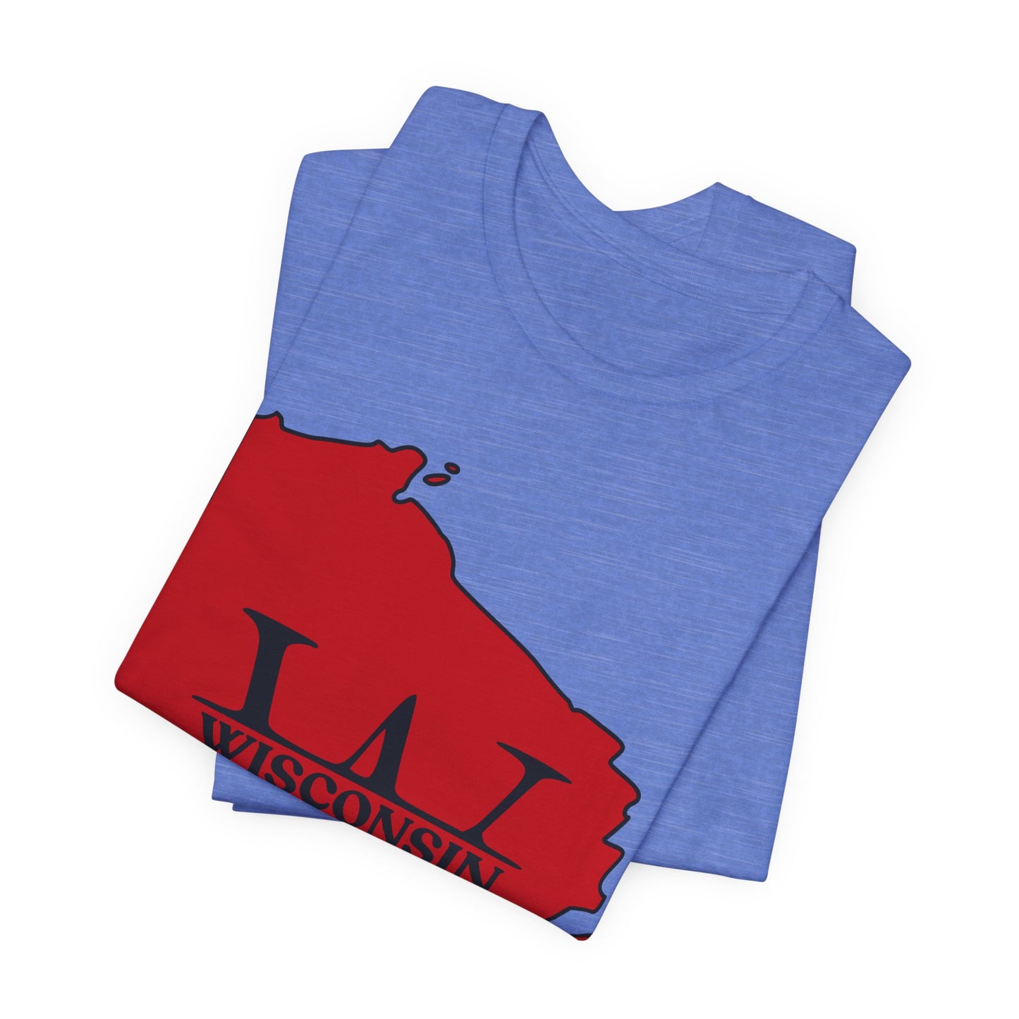 Wisconsin State Outline Tee with W Monogram — Red Badger Pride Shirt MADISON JERSEY TEE