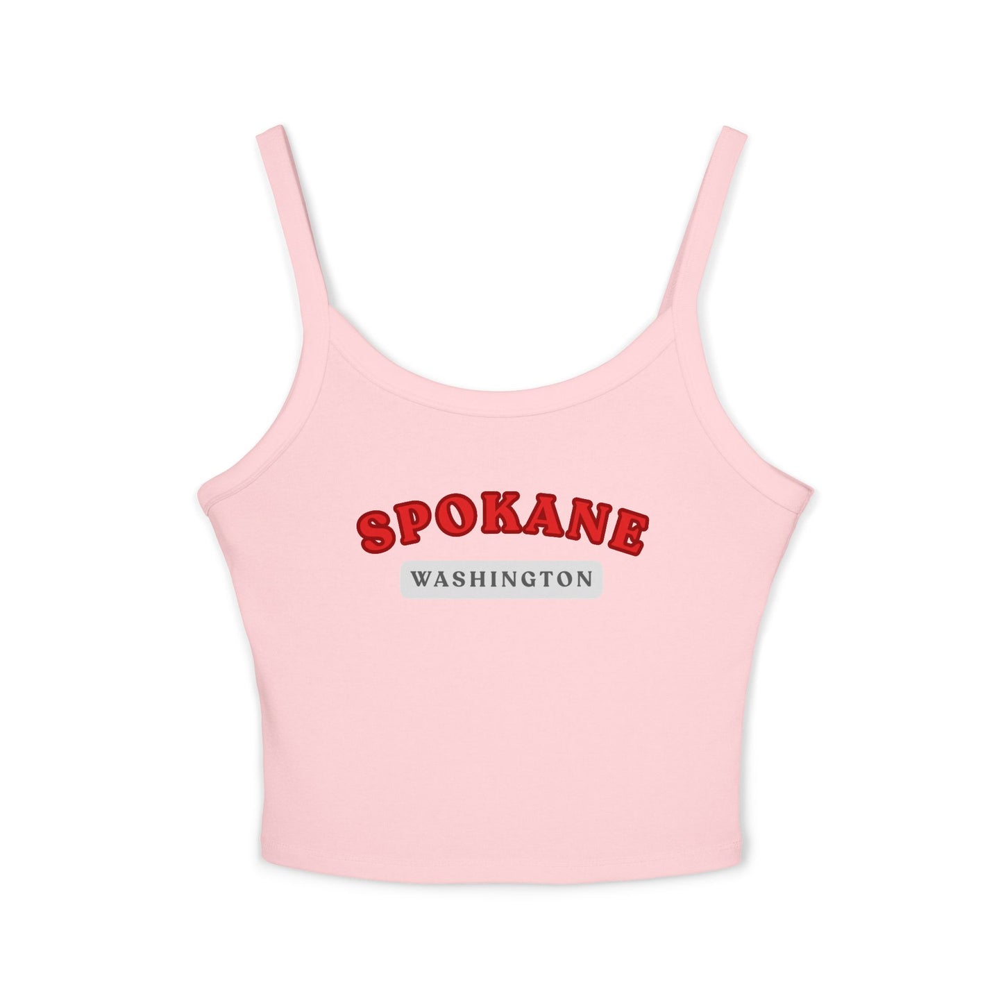 Spokane Washington Crop Tank Top — Retro Red Collegiate Graphic