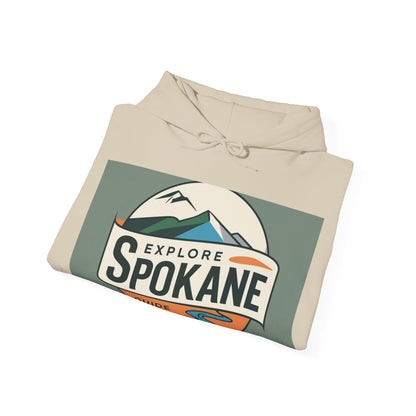 Explore Spokane Hoodie – Retro Mountain & River Travel Guide Sweatshirt