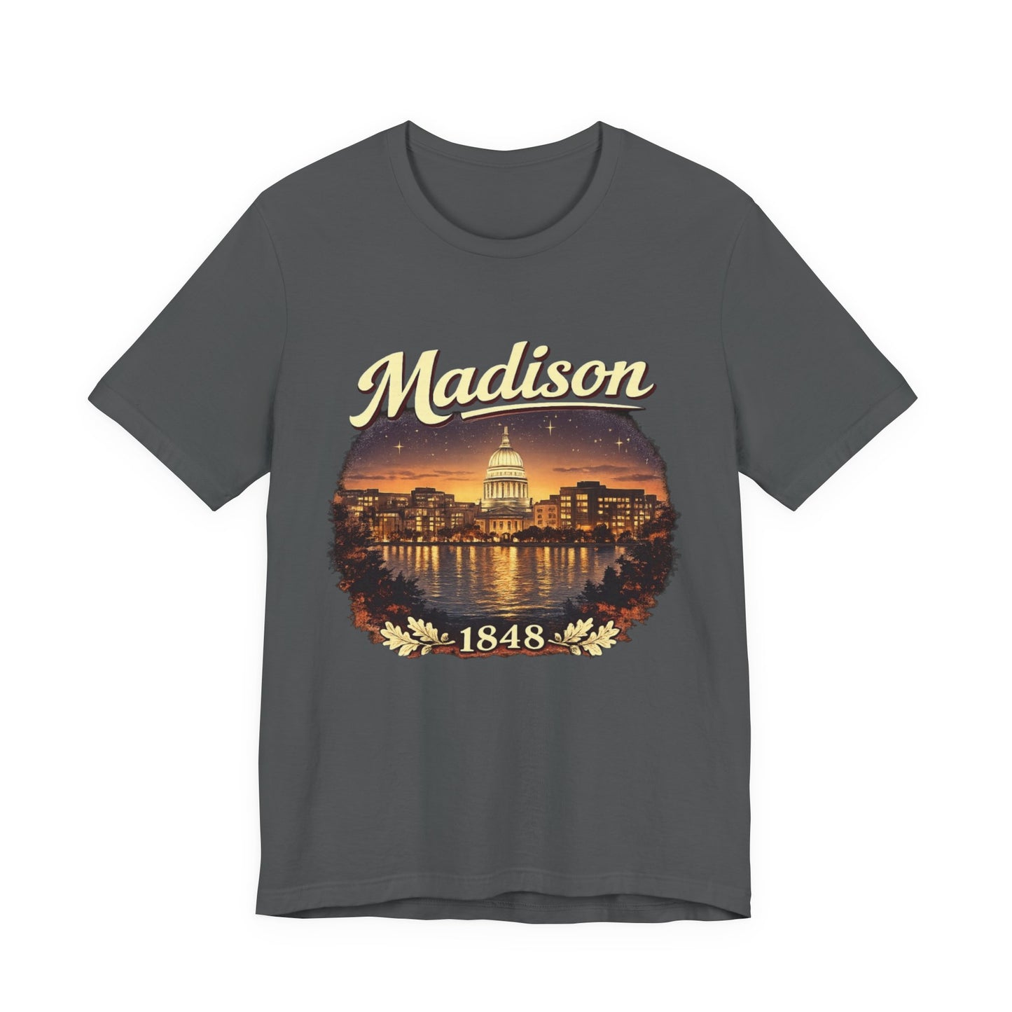 Madison Skyline T-Shirt — Vintage Capitol Night Scene (1848) JERSEY