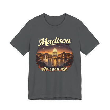 Madison Skyline T-Shirt — Vintage Capitol Night Scene (1848) JERSEY