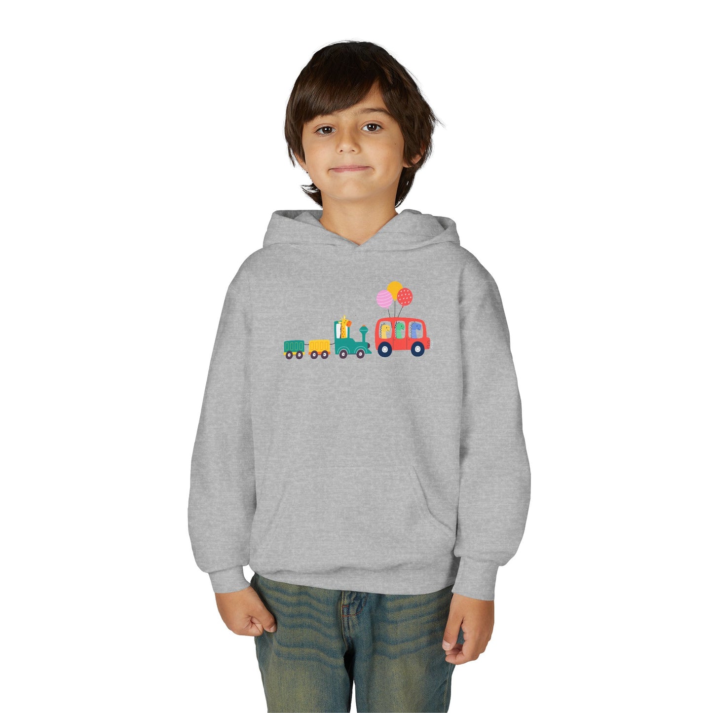 Fun Dinosaur Kids Party Hoodie | Train Design | True North