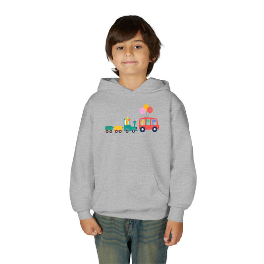 Fun Dinosaur Kids Party Hoodie | Train Design | True North