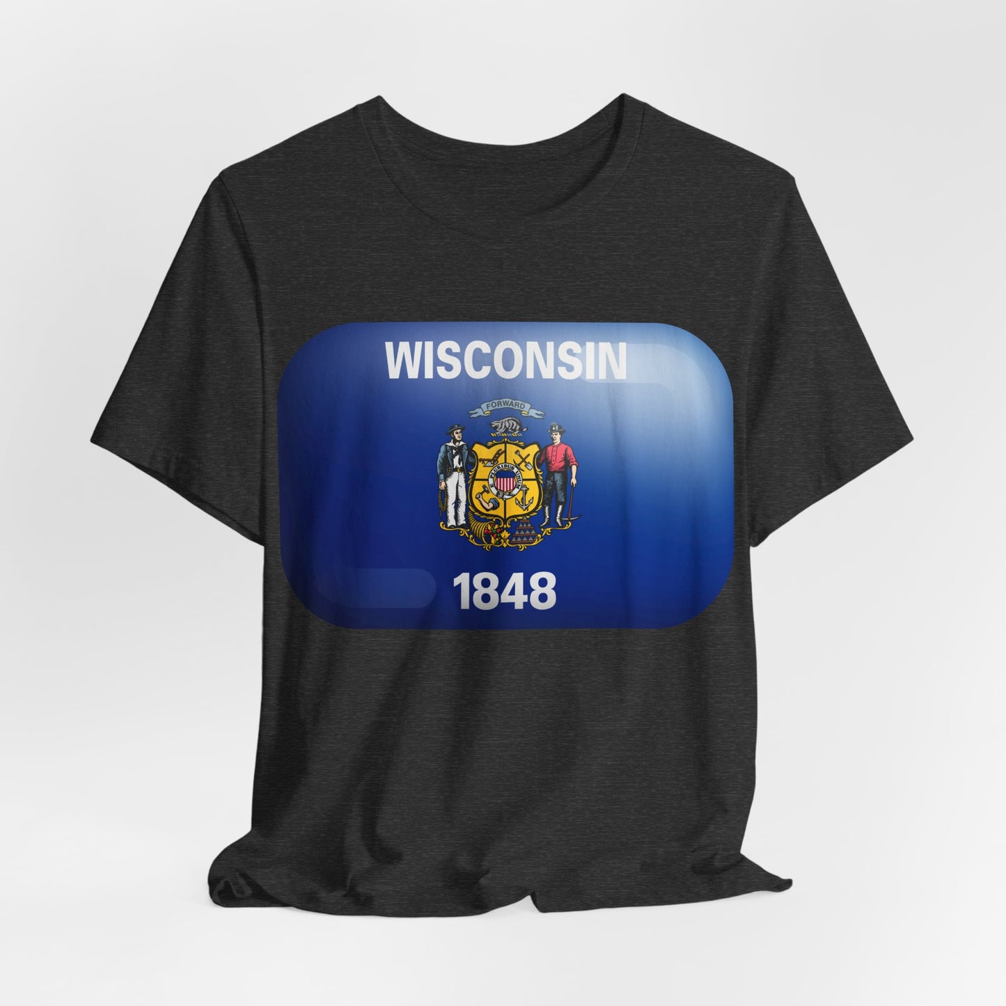 Wisconsin Flag T‑Shirt – State Pride Tee (WISCONSIN 1848) MADISON JERSEY TEE