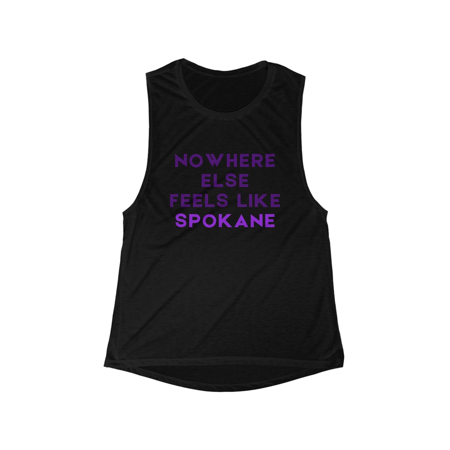 Nowhere Else Feels Like Spokane Women's Muscle Tank — Flowly Scoop Tank Top for Locals & Travelers
