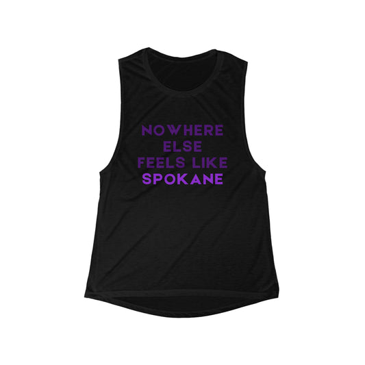Nowhere Else Feels Like Spokane Women's Muscle Tank — Flowly Scoop Tank Top for Locals & Travelers