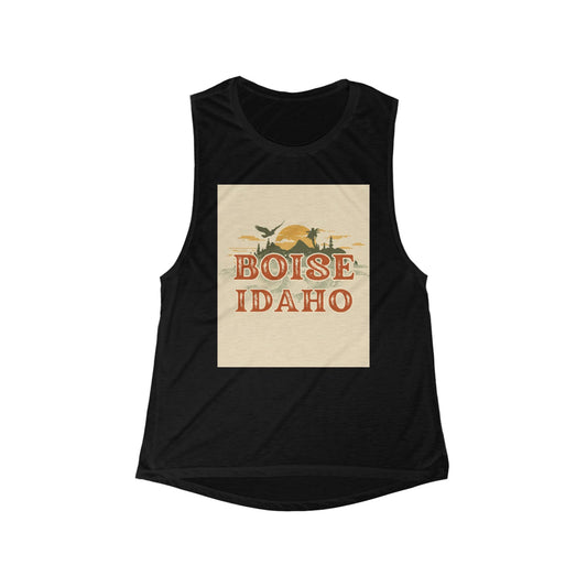 Boise Idaho Vintage Sunset Tank Top — Women's Scoop Muscle Tank