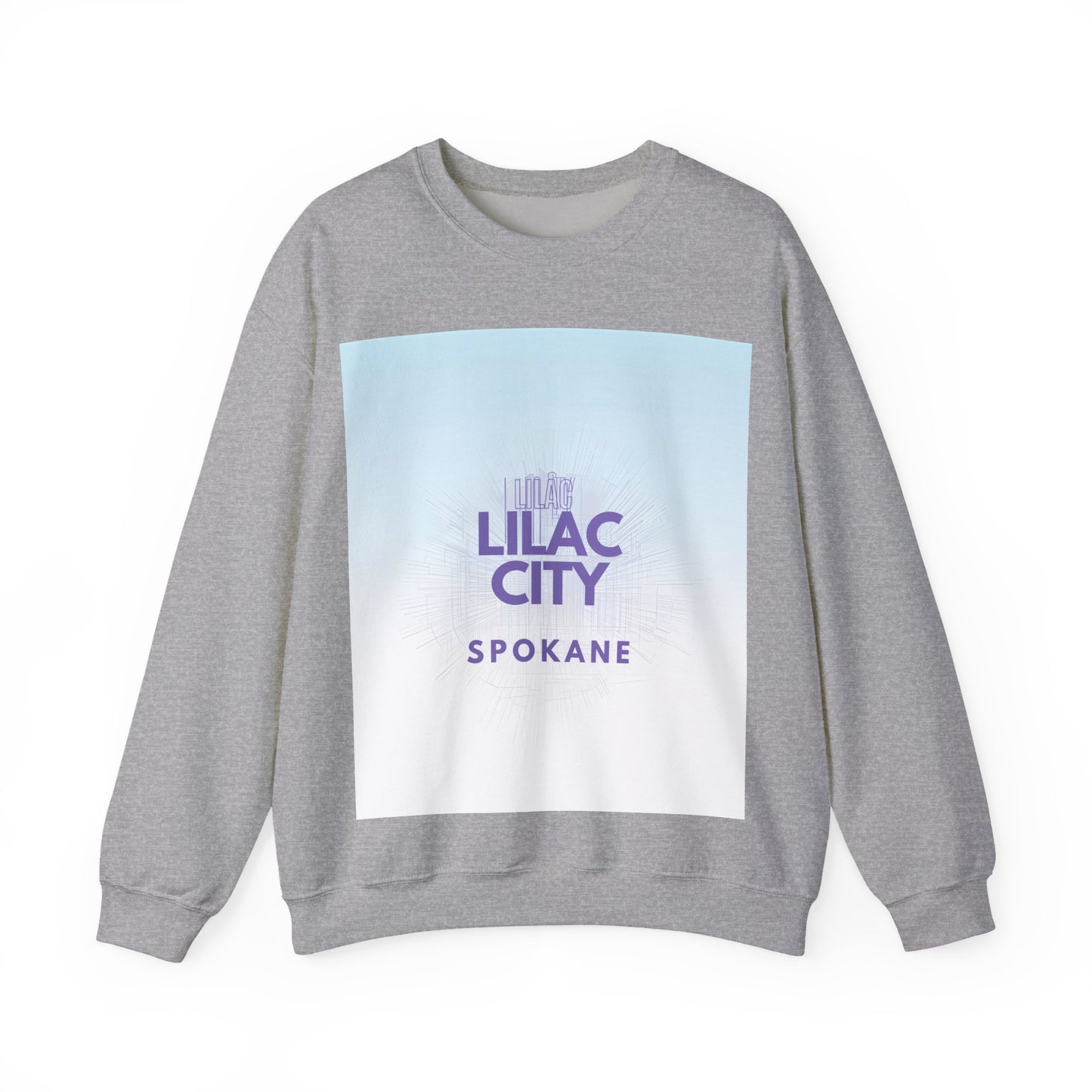 Lilac City Spokane Crewneck Sweatshirt — Pastel Gradient Graphic Pullover