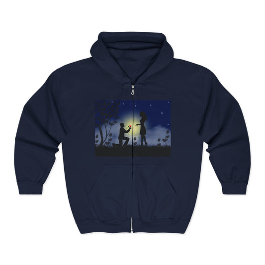 Romantic Proposal Hoodie | Cozy Zip  for Couples and Love Story Apparel | True North