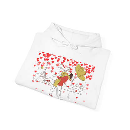 Romantic Heart Print Hoodie for Couples | Heartfelt Love Wear | True North