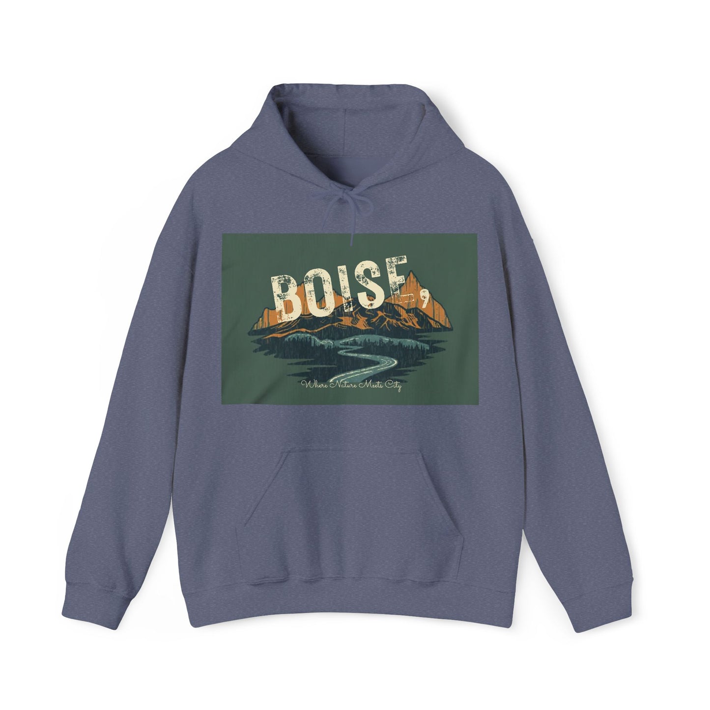 Boise Vintage Mountain Hoodie — River Scenic Outdoor Sweatshirt