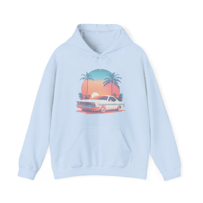 Retro Sunset Car Hooded Sweatshirt | Vintage Car Lovers | True North