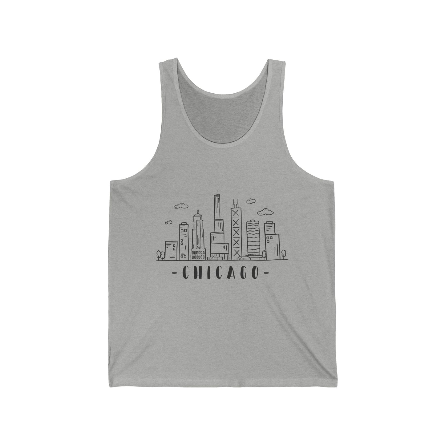 Chicago Men/Unisex Tank Top | Minimal Skyline Outline  | True North